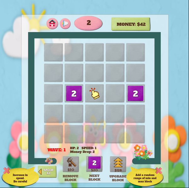 2048 Block Defender Game How To Play Screenshot.