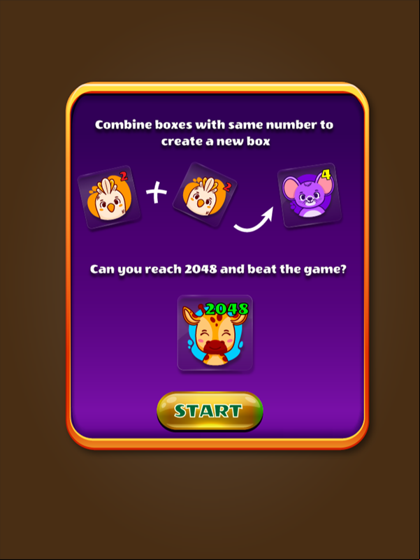 Animals 2048 Game How To Play Screenshot.