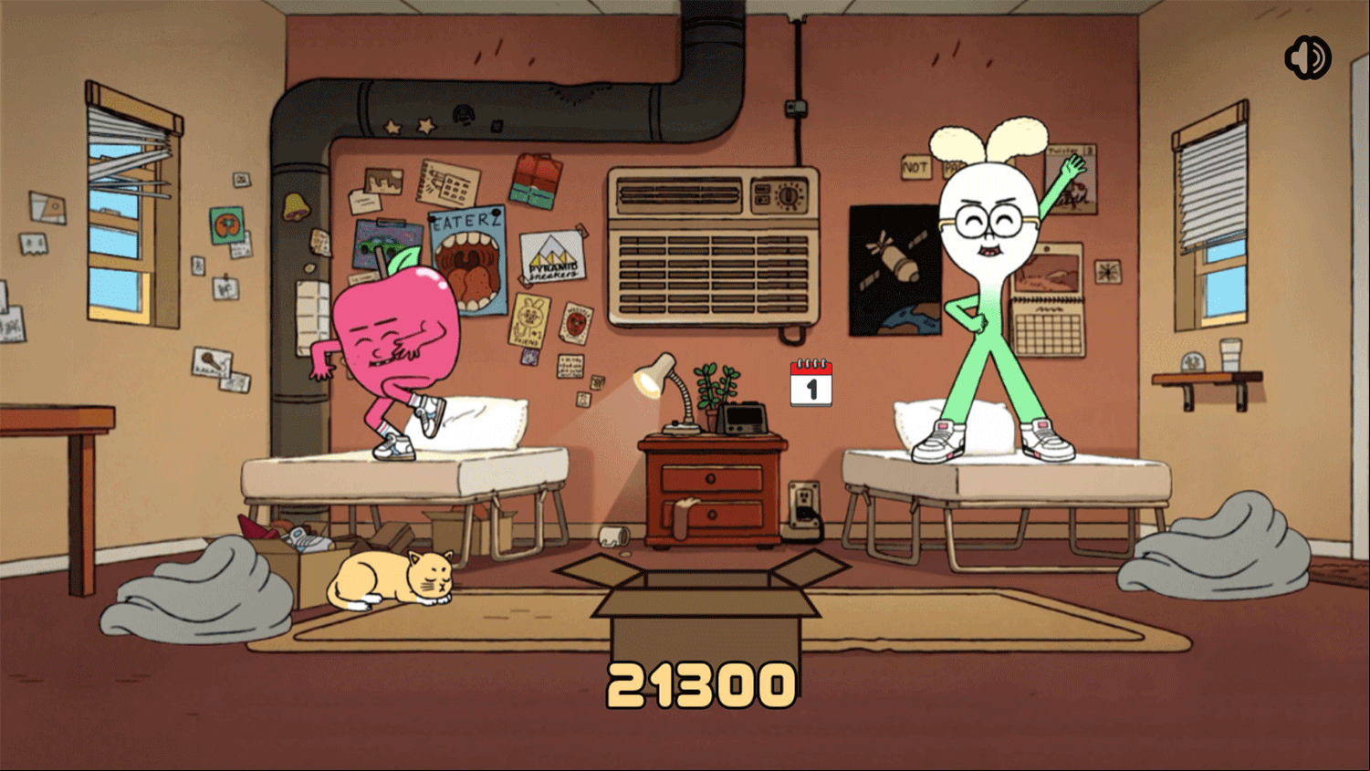 Apple & Onion Messin' Around Game Level Complete Screenshot.