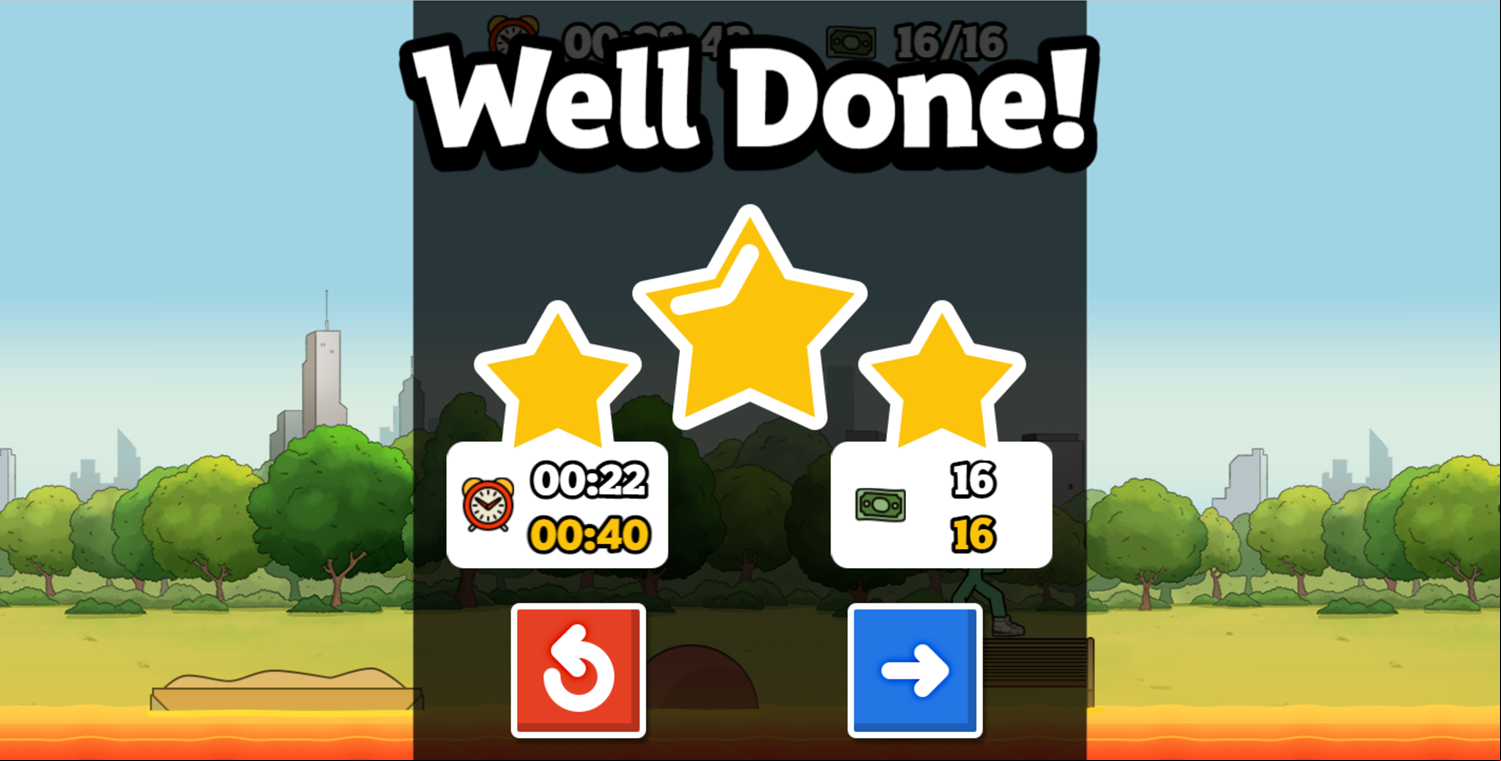 Apple & Onion the Floor is Lava Game Level Beat Screen Screenshot.