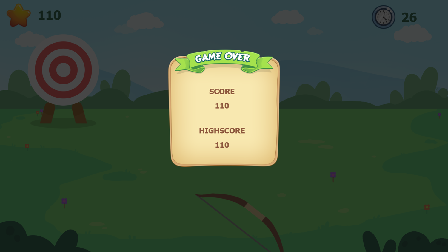 Arrows Game Over Screenshot.