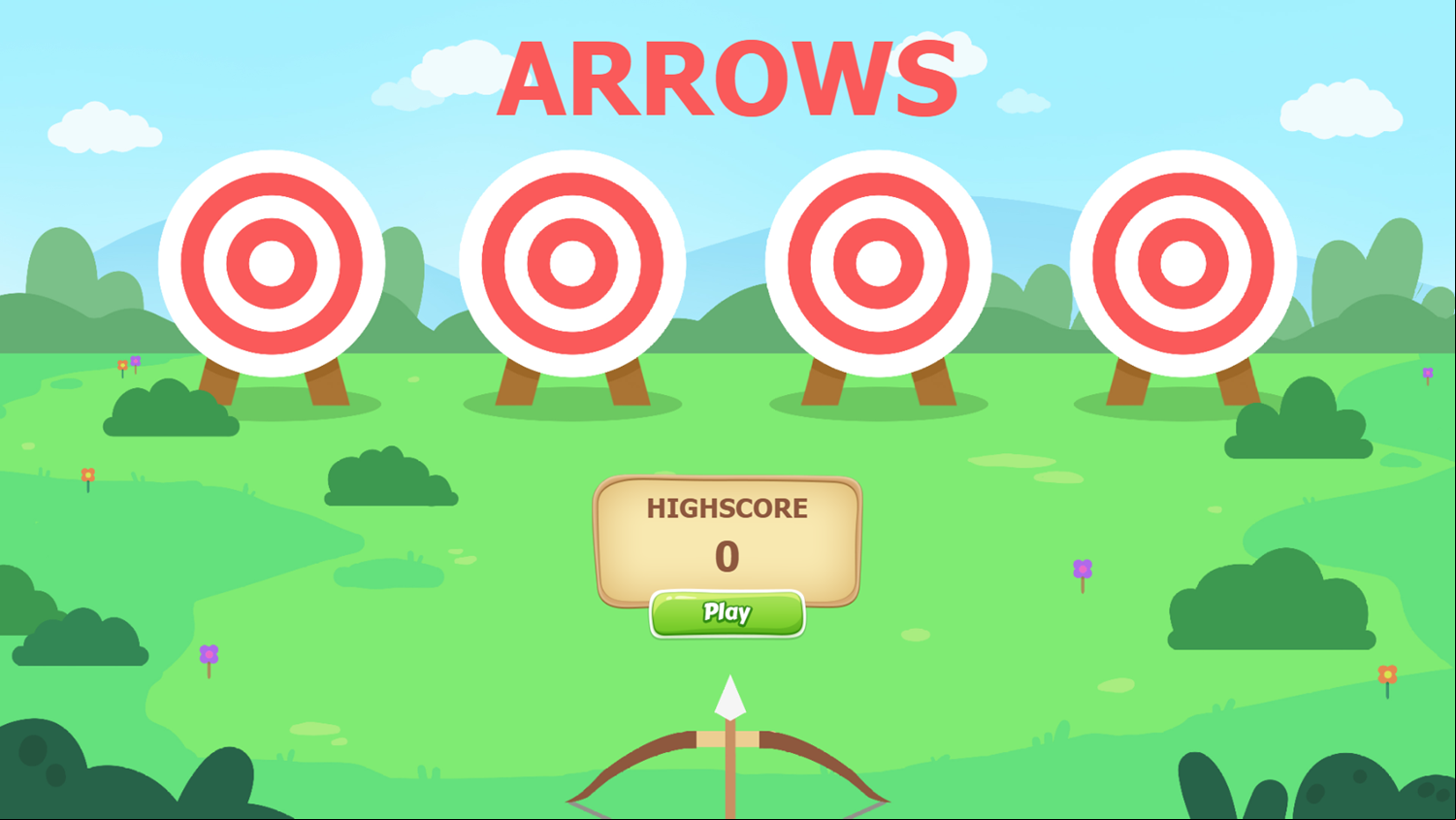 Arrows Game Welcome Screen Screenshot.