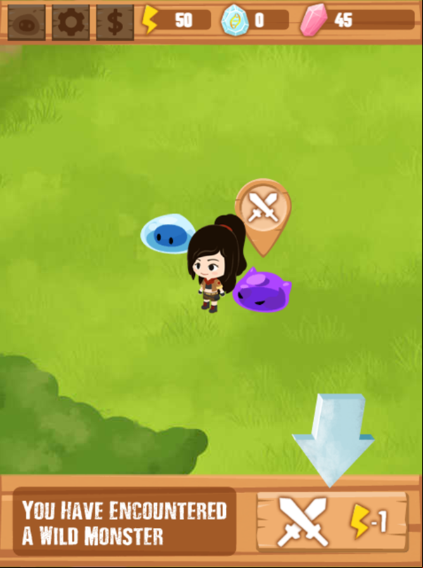 Battle Monster Game Tutorial Attack Screenshot.