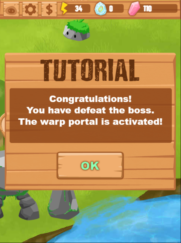 Battle Monster Game Tutorial Warp Portal Activated Screenshot.