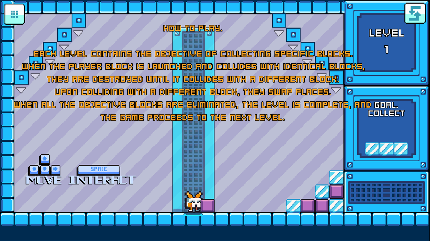 BlockBot Game How to Play Screen Screenshot.