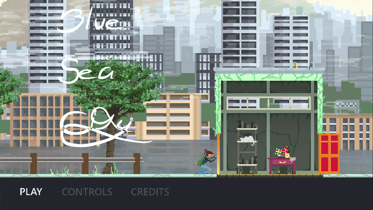 Blue Sea City Game Welcome Screen Screenshot.