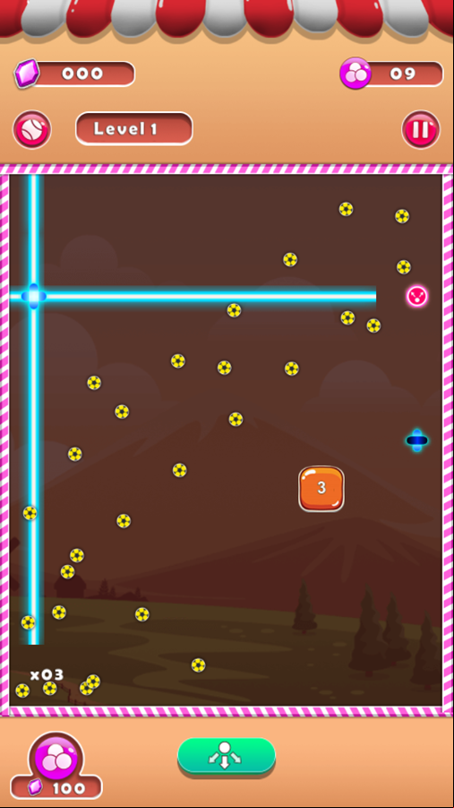 Brick Breaker Game Level Play Screenshot.