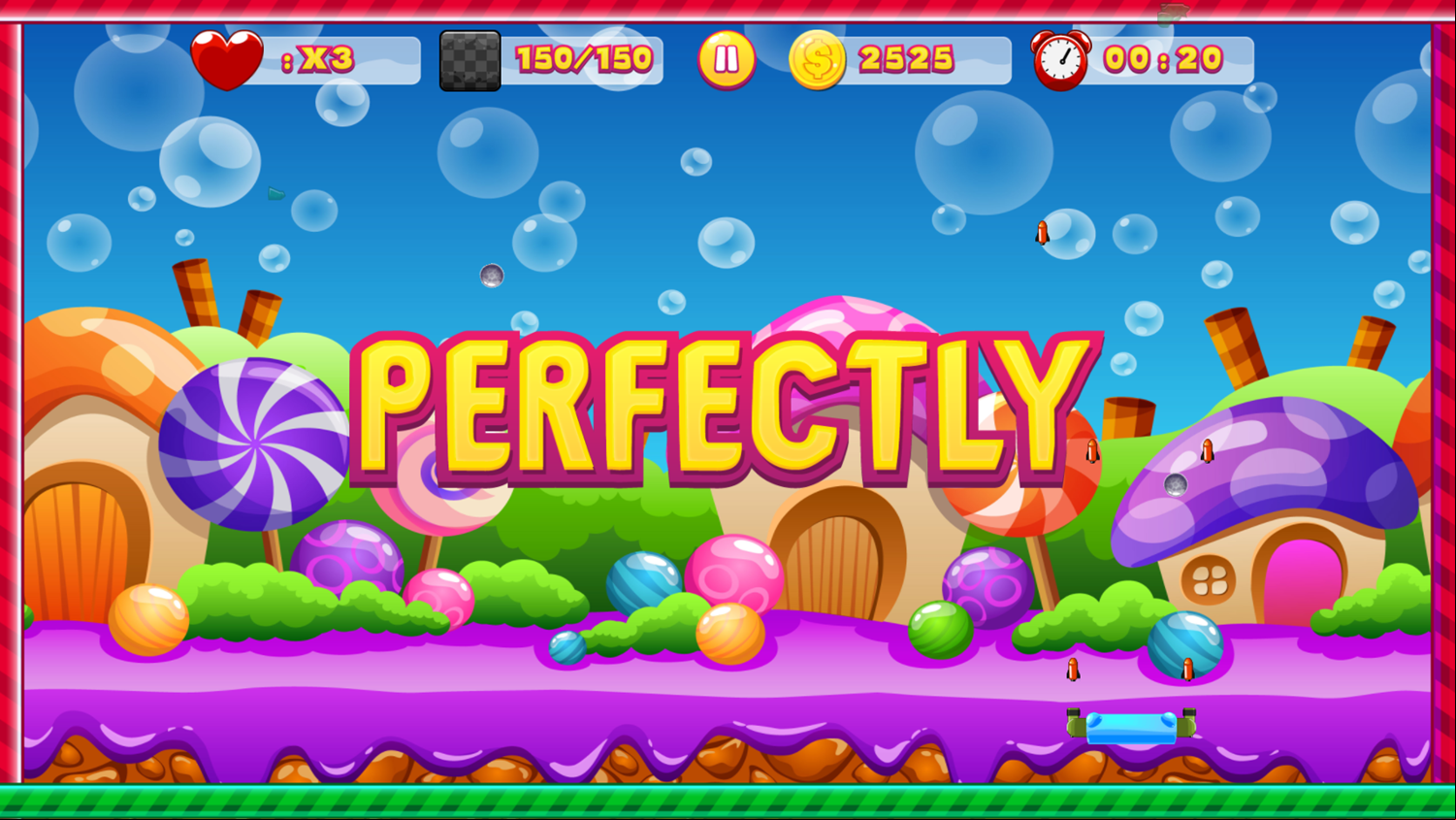 Brickout Game Level Complete Screenshot.