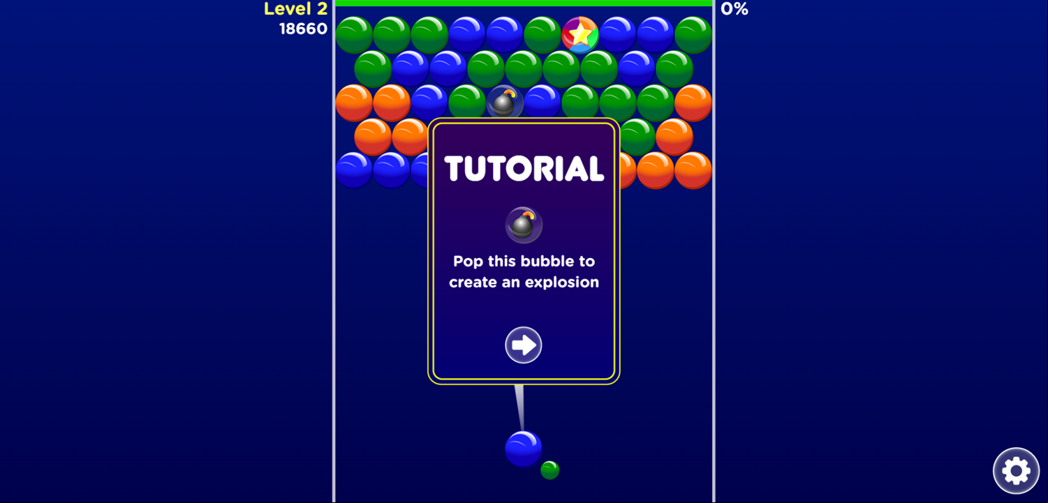 Bubble Invasion Game Bomb Tutorial Screen Screenshot.