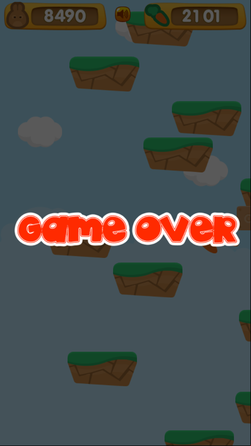Bunny Jump Carrots Game Over Screenshot.