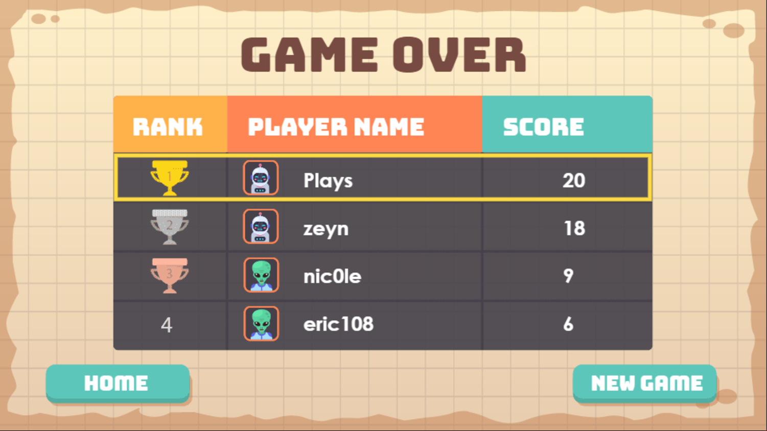Catapultz.io Game Over Screenshot.