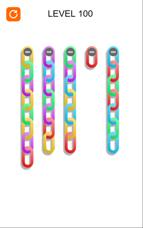 Chain Color Sort Game 100th Level Screenshot.