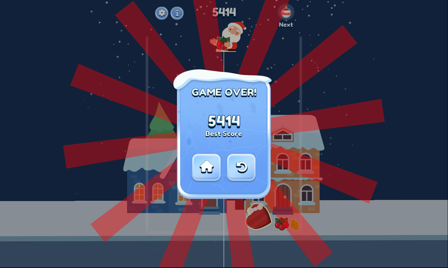 Christmas Gift 2048 Game Over Screen Screenshot.