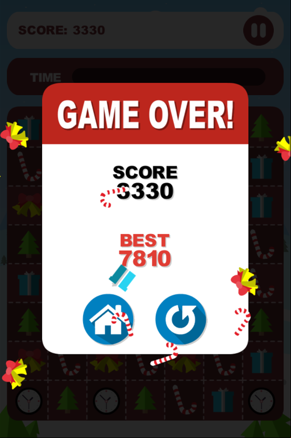 Christmas Gifts Game Over Screen Screenshot.
