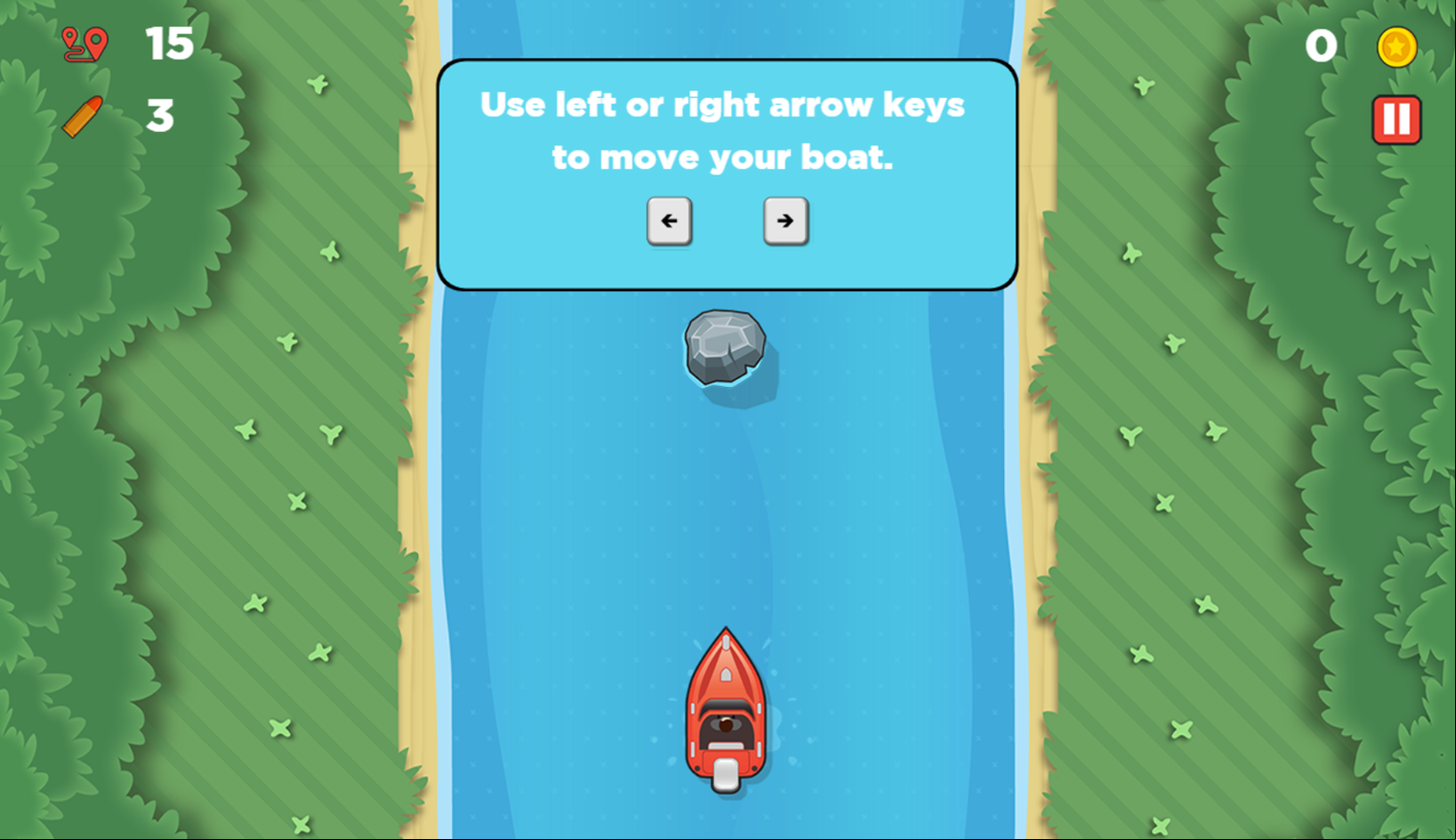 Commando Boat Game Controls Screenshot.