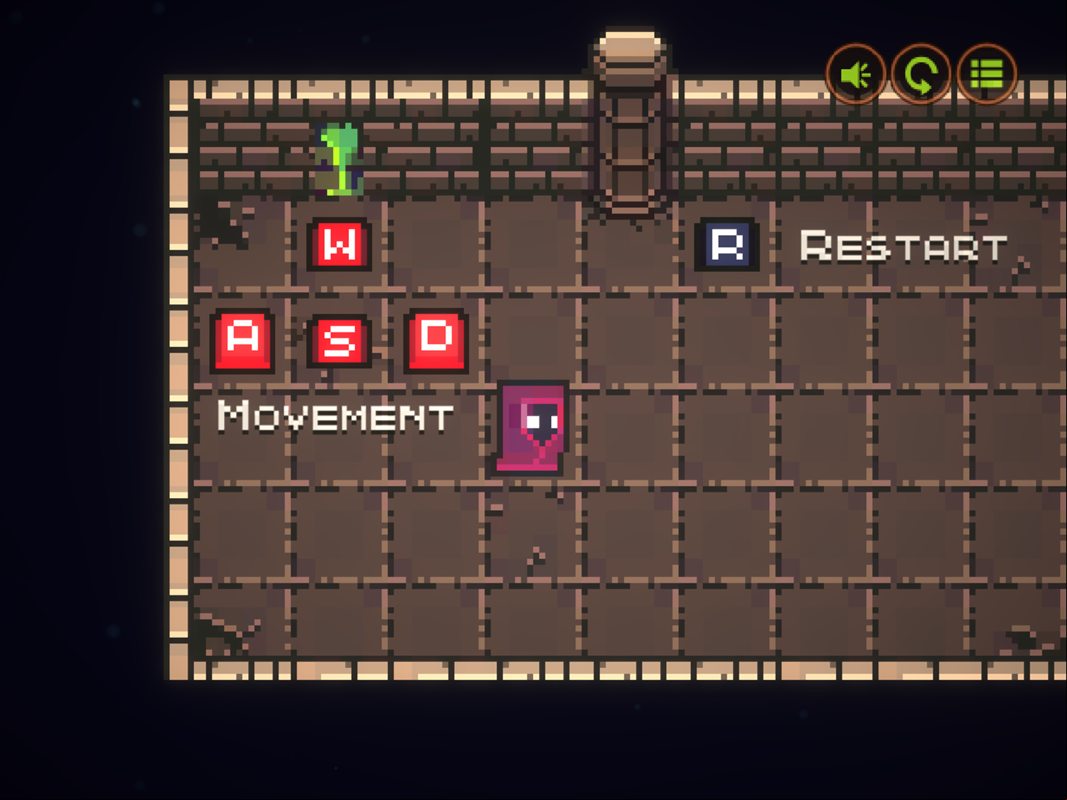 Crate Mage Game Movement Instructions Screenshot.