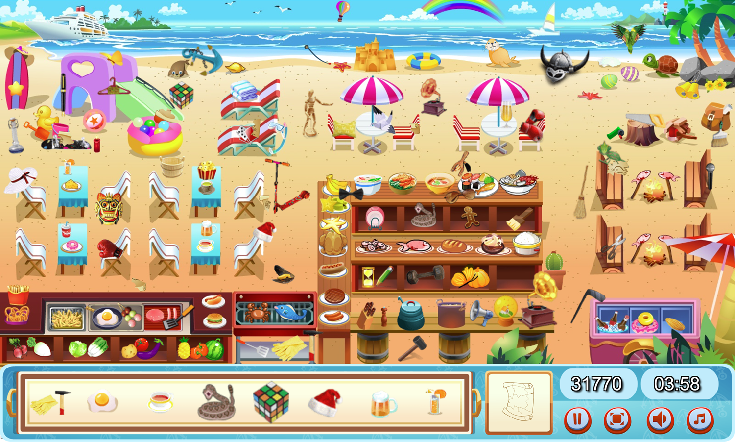 Cruise Ship Hidden Objects Game Beach Screenshot.
