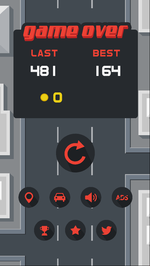 Deadly Race Game Over Screenshot.