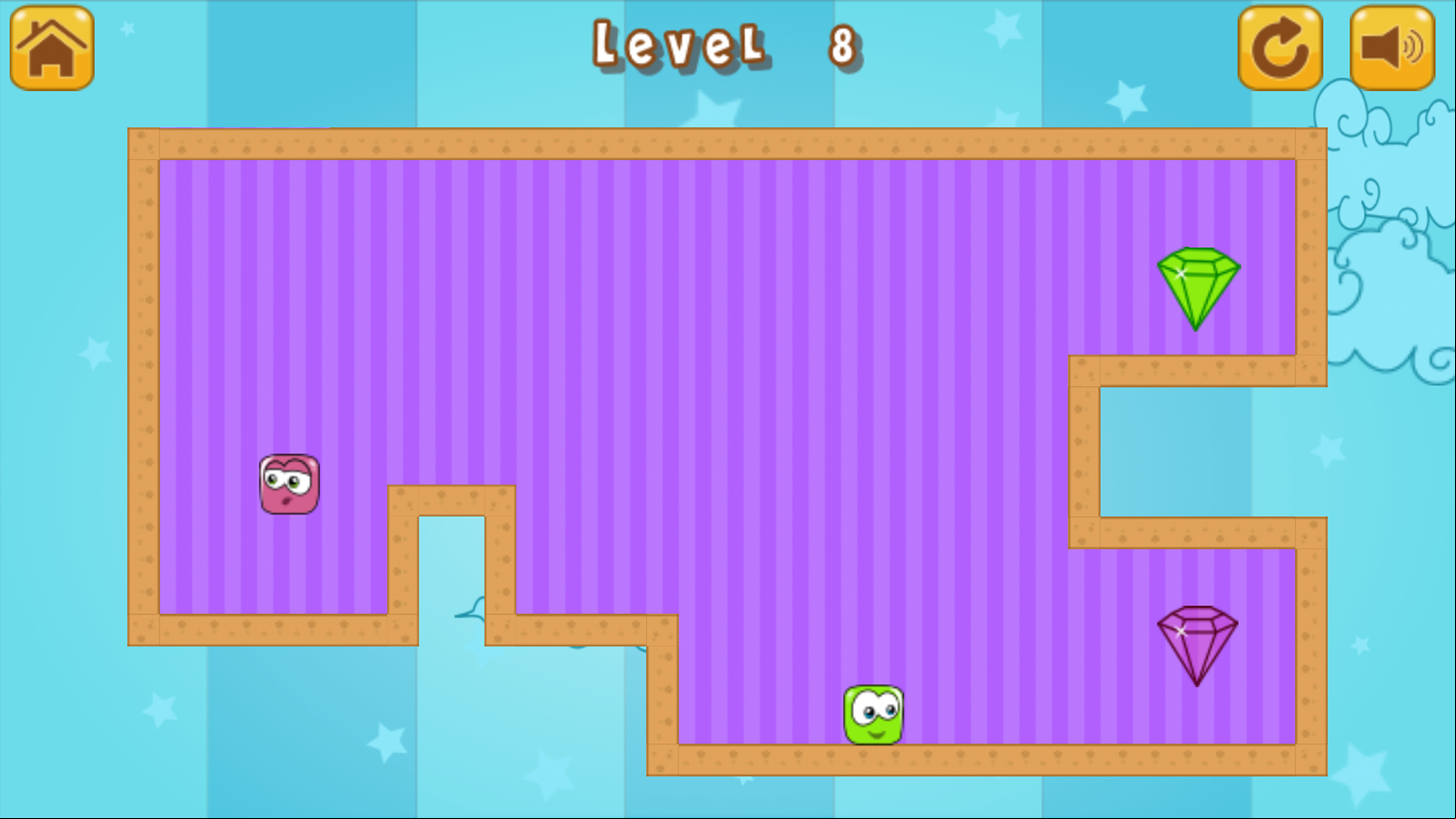 Diamonds Twins Game Level With a Jumping Platform Screenshot.