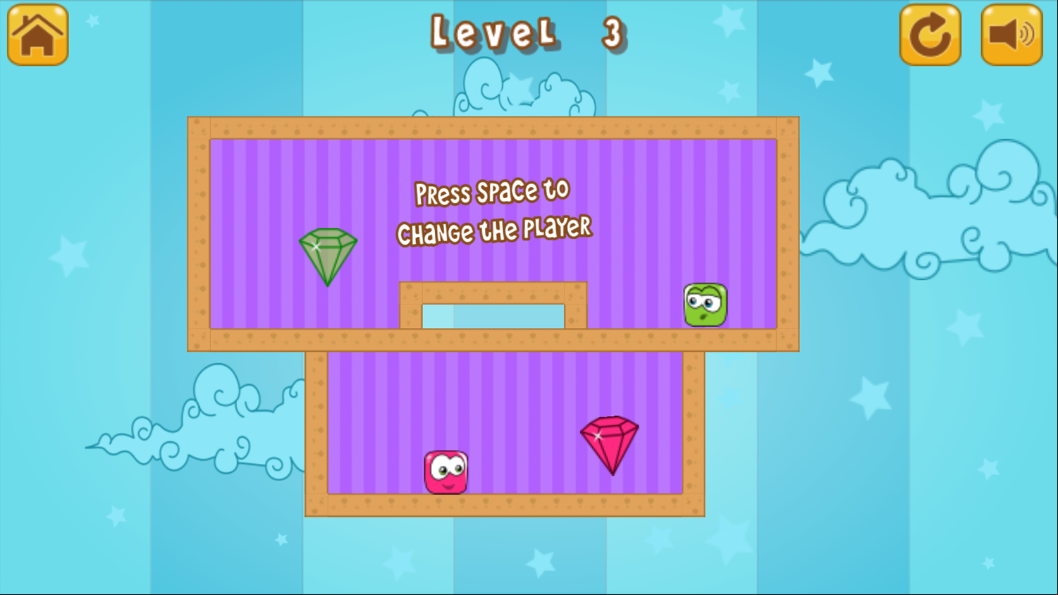 Diamonds Twins Game Switch Characters Play Instructions Screen Screenshot.