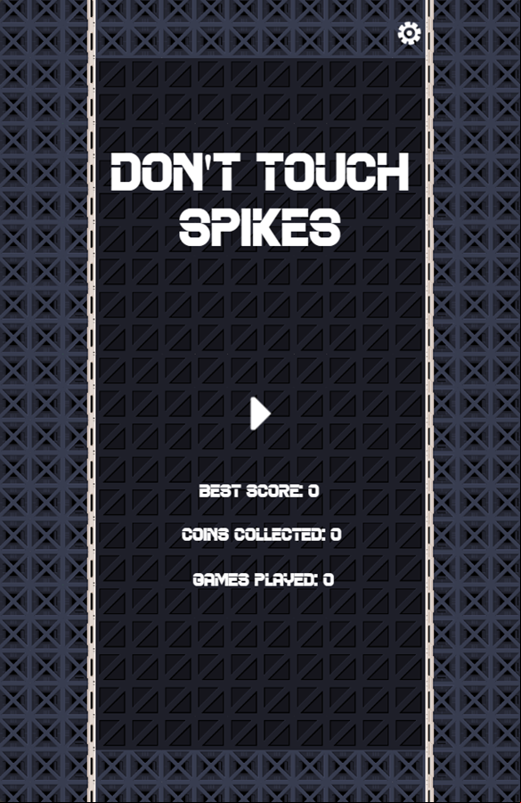 Don't Touch Spikes Game Welcome Screen Screenshot.