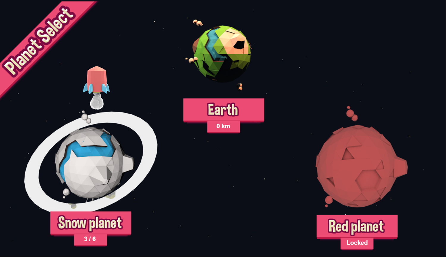 Dr Rocket Game Planet Select Screenshot.
