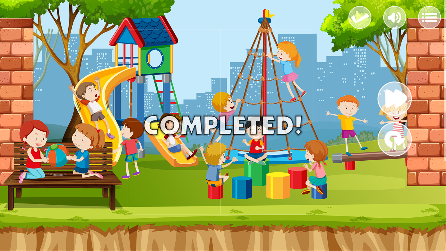 Drag Puzzle Game Level Completed Screenshot.