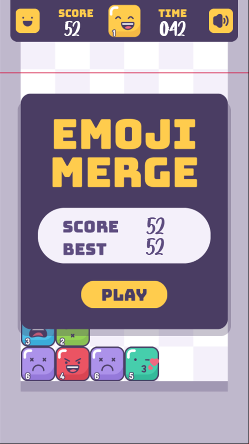 Emoji Merge Game Over Screen Screenshot.