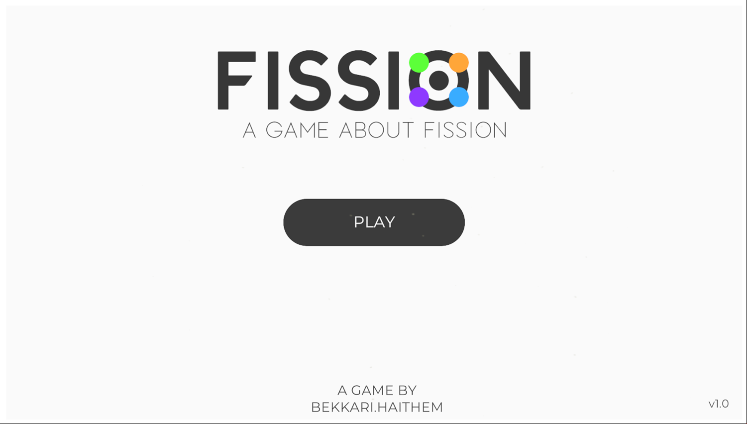 Fission Game Welcome Screen Screenshot.