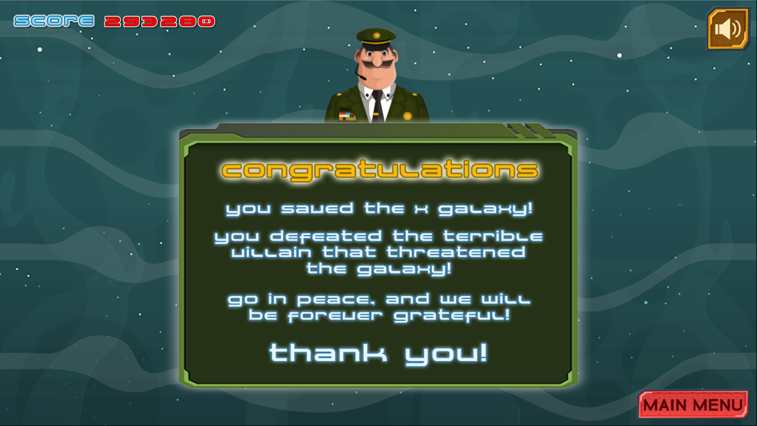 Galactic War Game Beat Screen Screenshot.