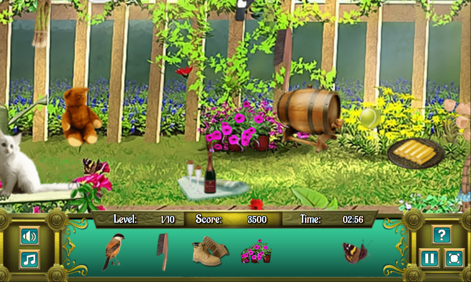 Garden Secrets Hidden Objects Game Welcome Screen Screenshot.
