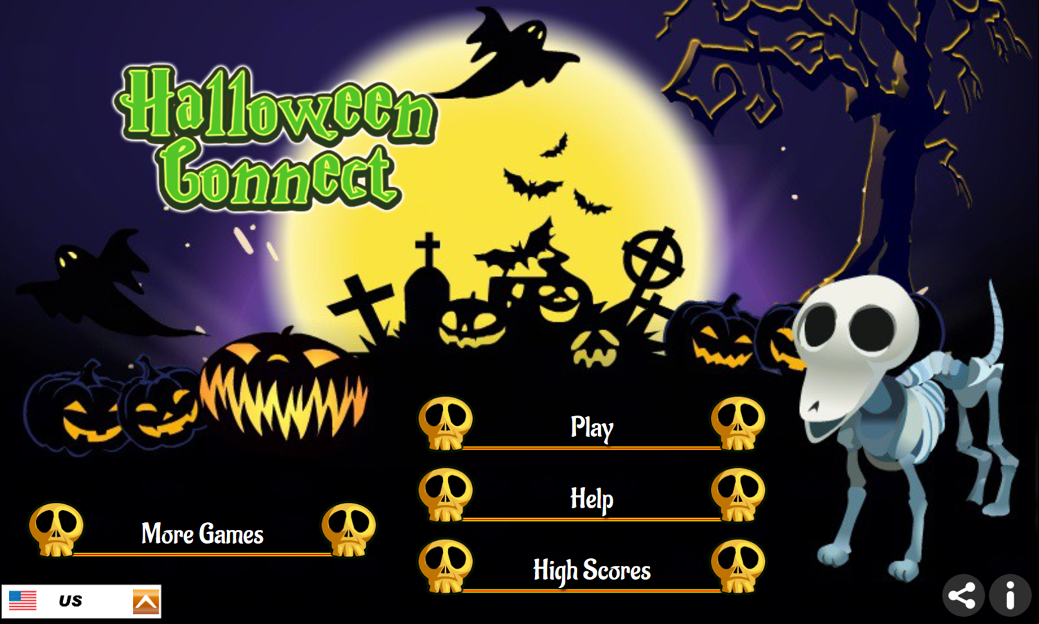 Halloween Connect Game Welcome Screen Screenshot.