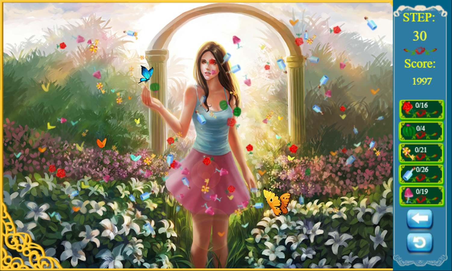 Hidden Object Garden Game Start Screenshot.