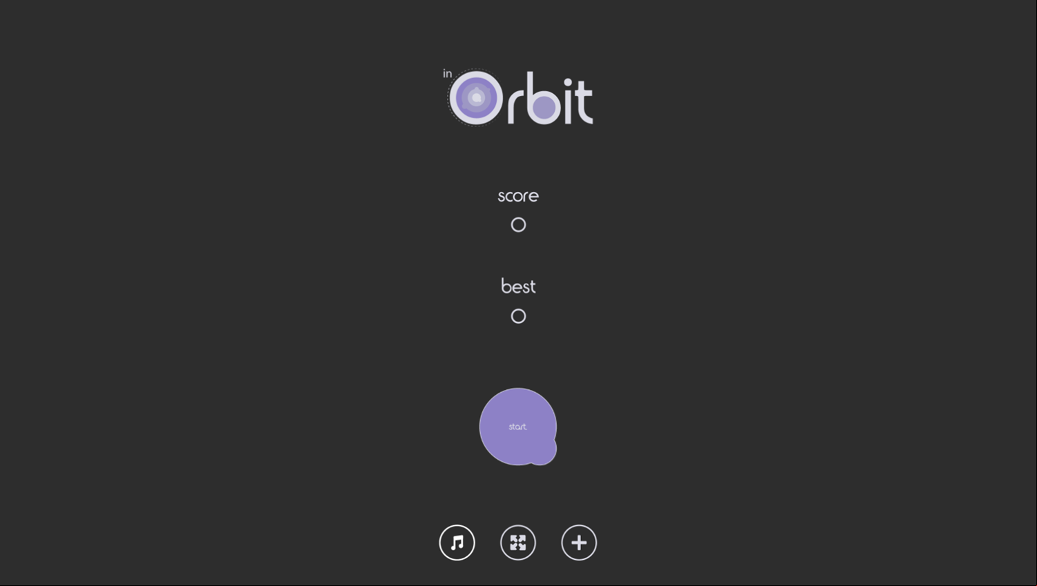 In Orbit Game Welcome Screen Screenshot.