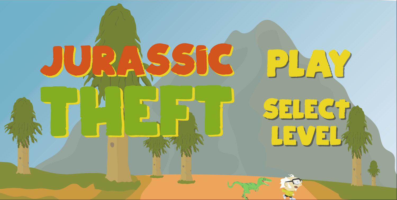Jurassic Theft Game Welcome Screen Screenshot.