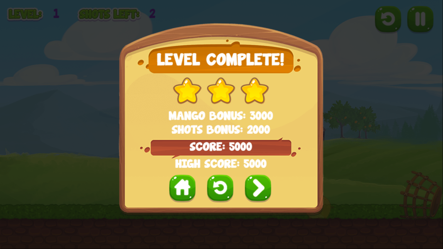 Mango Piggy Piggy Farm Harvest Game Level Complete Screenshot.