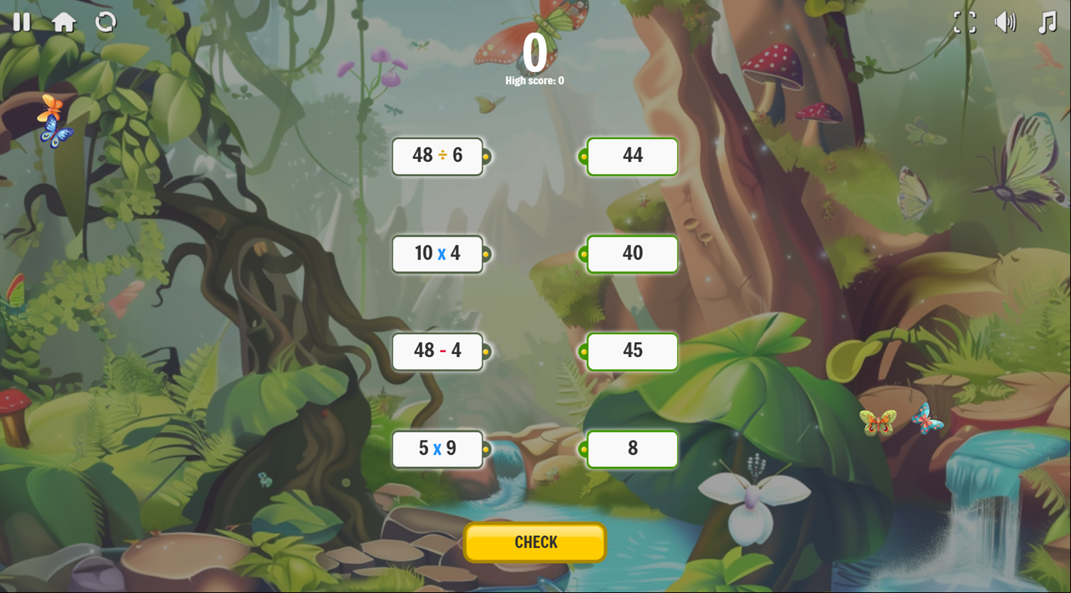 Math Forest Match Game Start Screenshot.