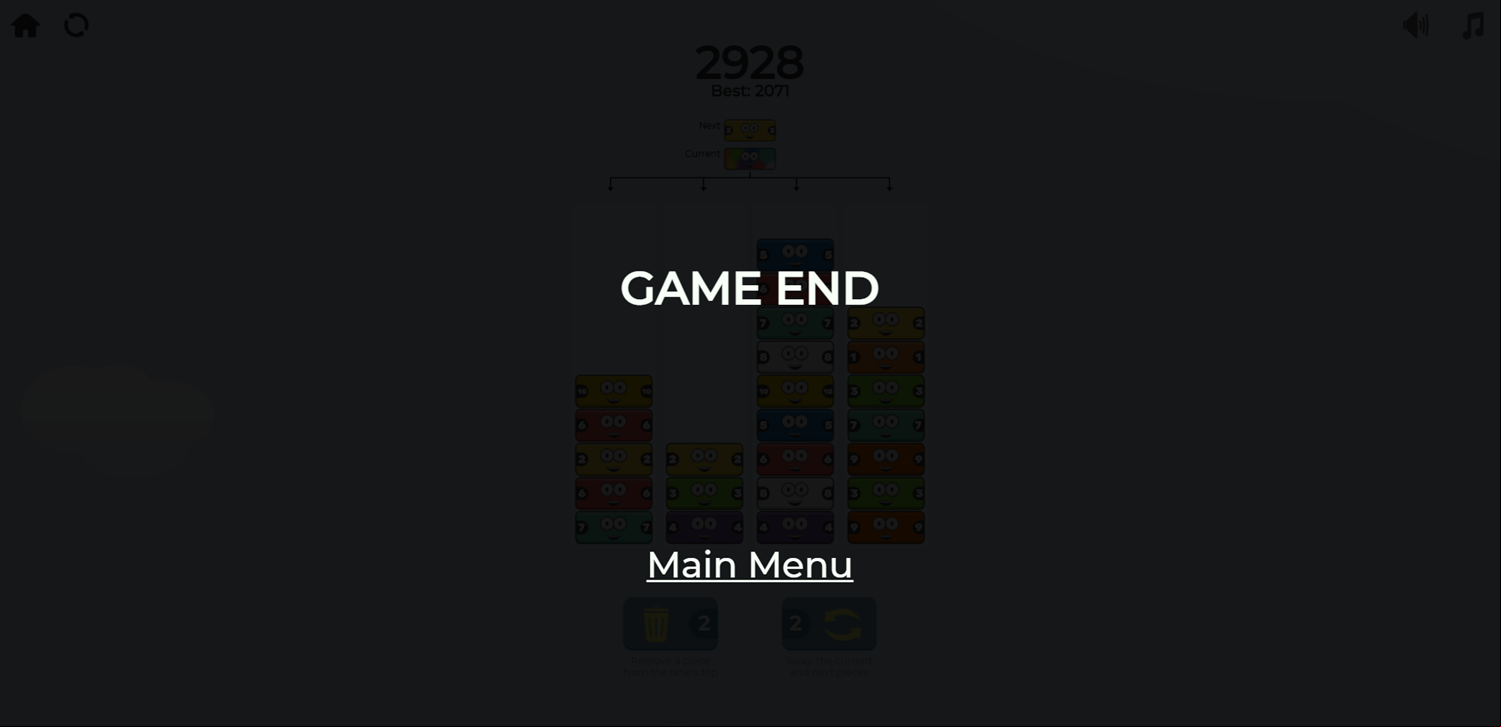 Mergis Game Over Screenshot.