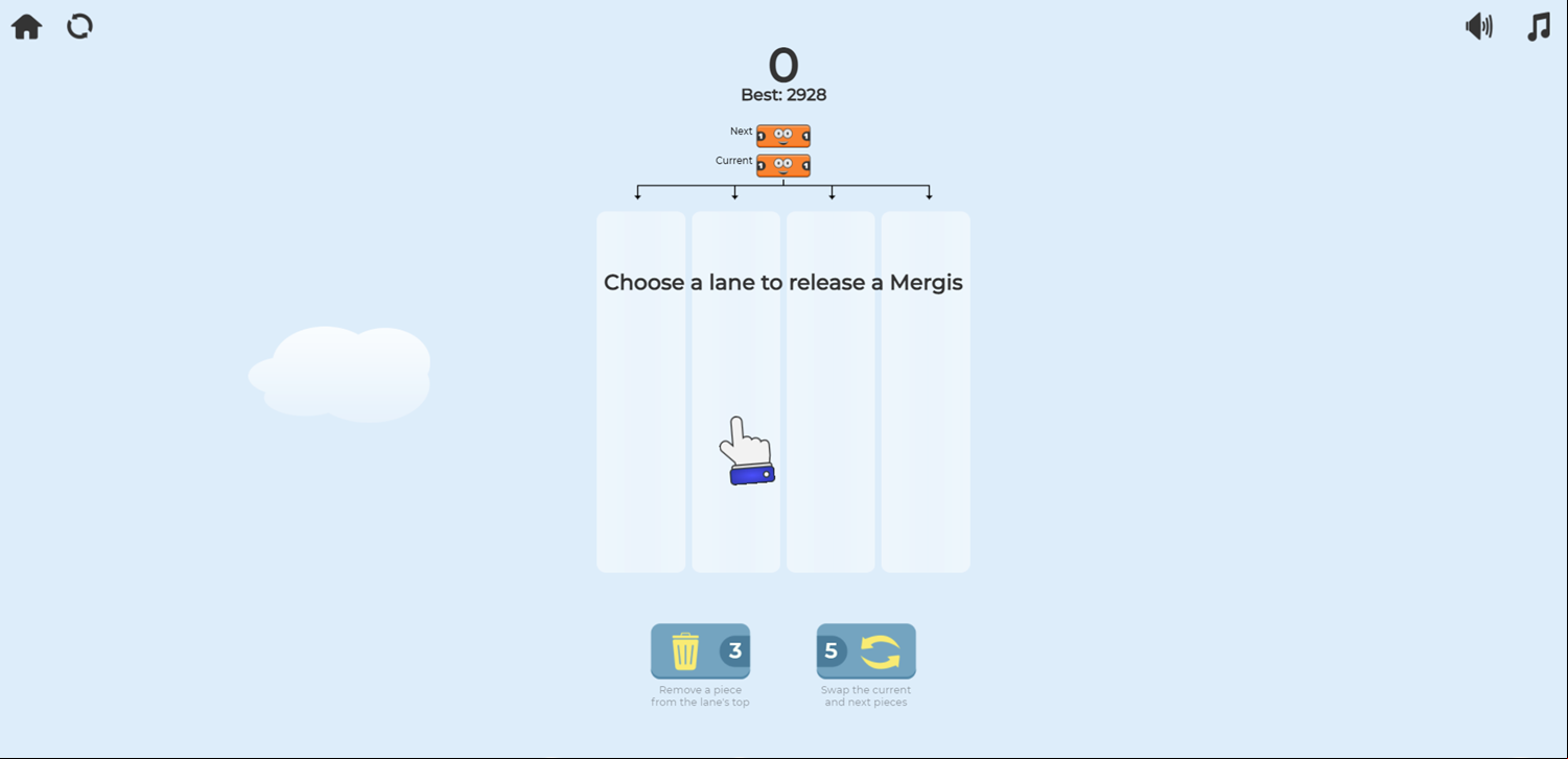 Mergis Game Move Instructions Screenshot.