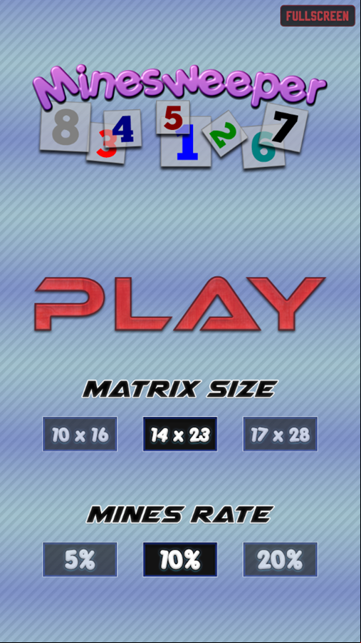 Minesweeper Online Game Welcome Screen Screenshot.