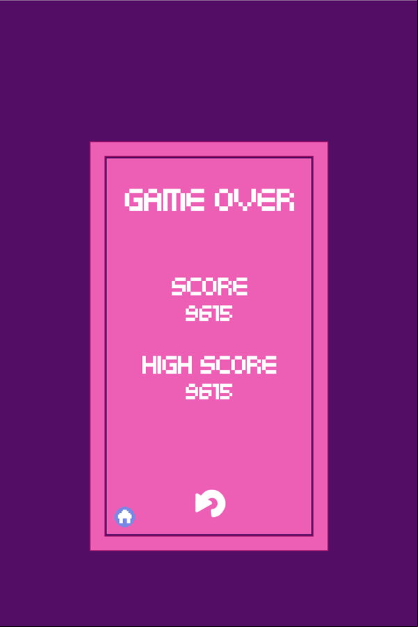 Minimal Bubble Shooter Game Over Screen Screenshot.
