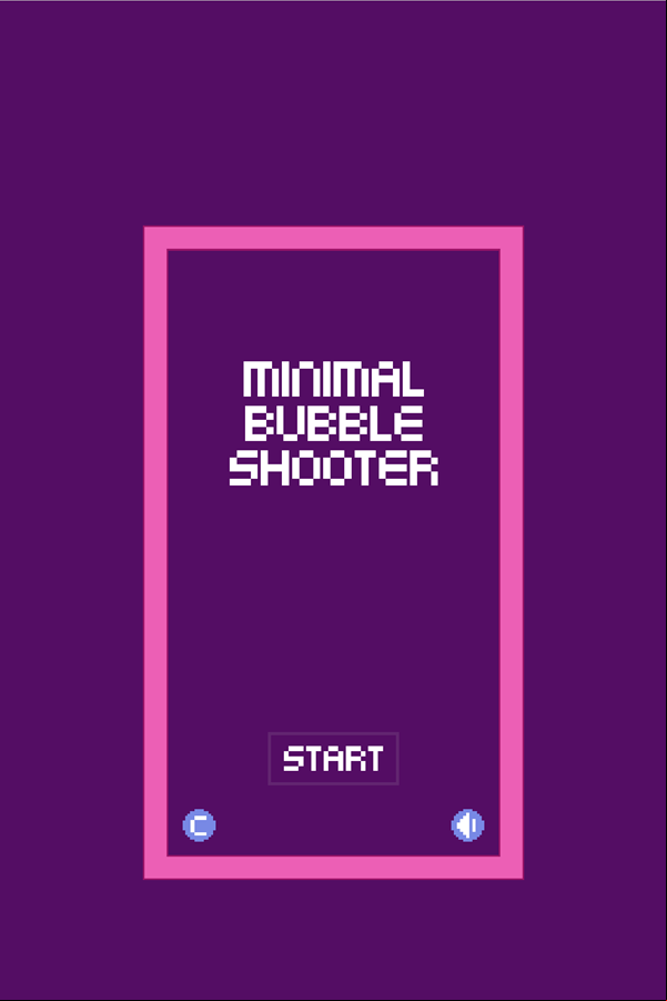 Minimal Bubble Shooter Game Welcome Screen Screenshot.