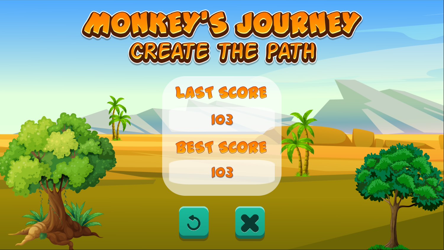 Monkey's Journey Game Best Score Screenshot.