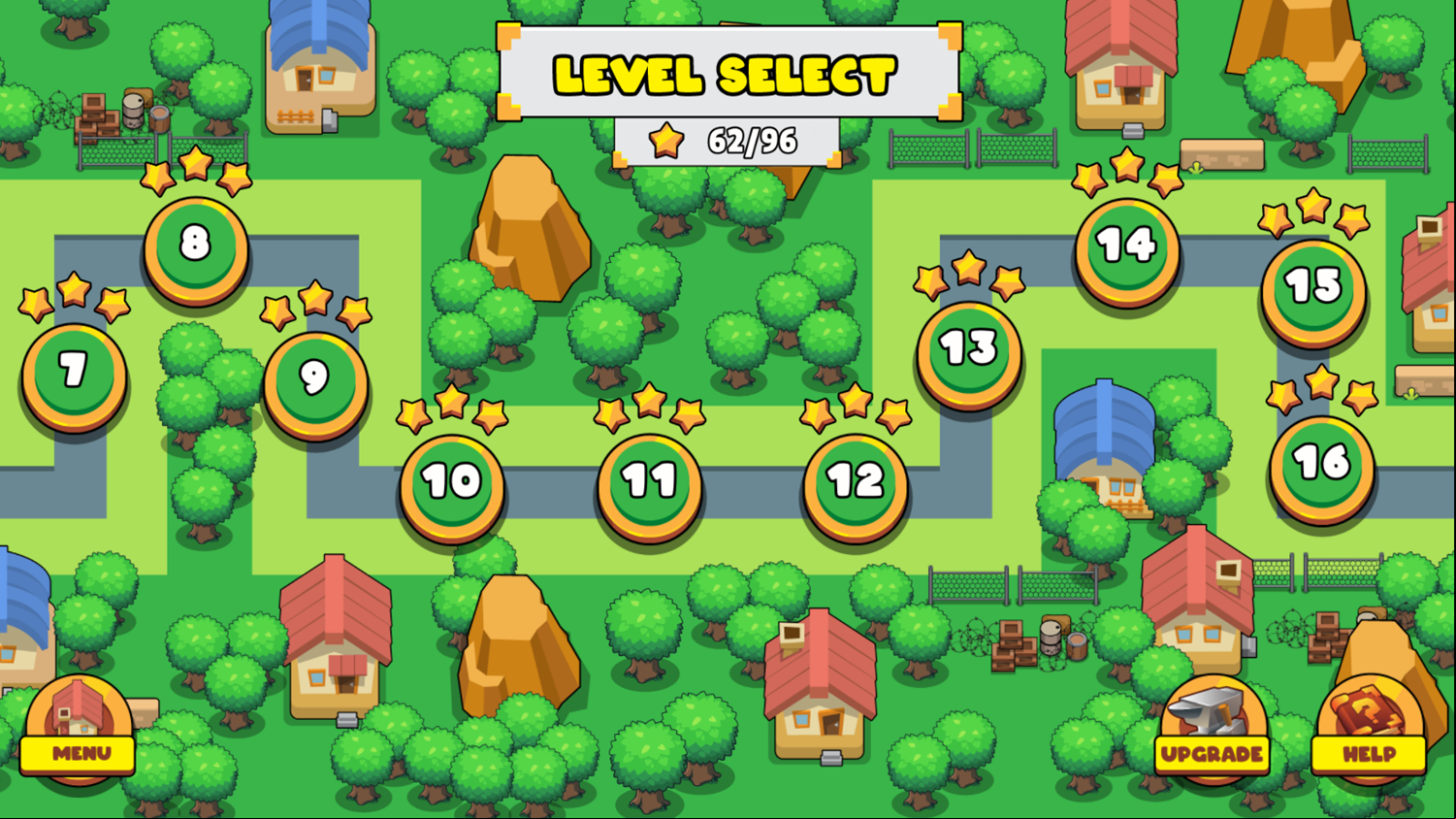 Neighborhood Defense Game Level Select Screen Screenshot.
