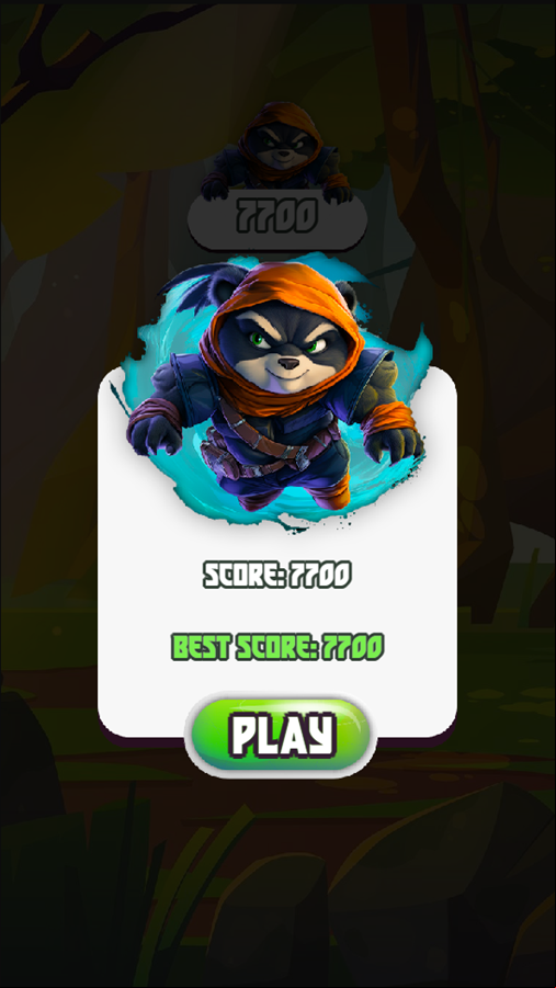 Ninja Panda Game Over Screenshot.