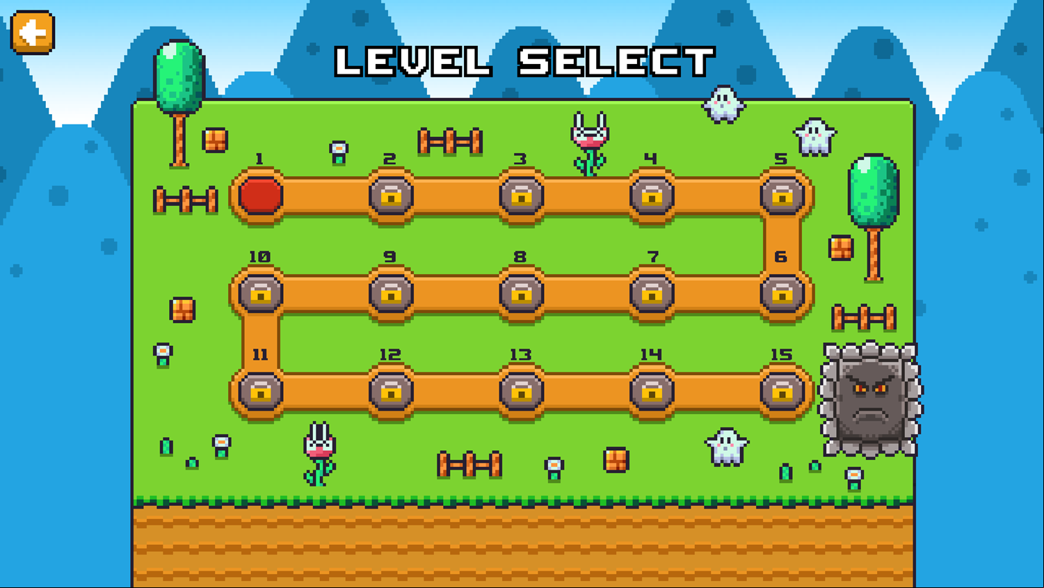 Ninja Plumber Game Level Select Screenshot.