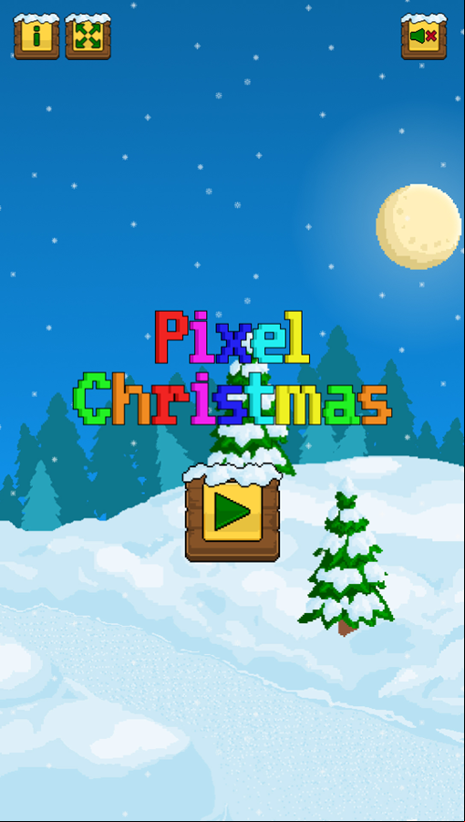 Pixel Christmas Game Welcome Screen Screenshot.
