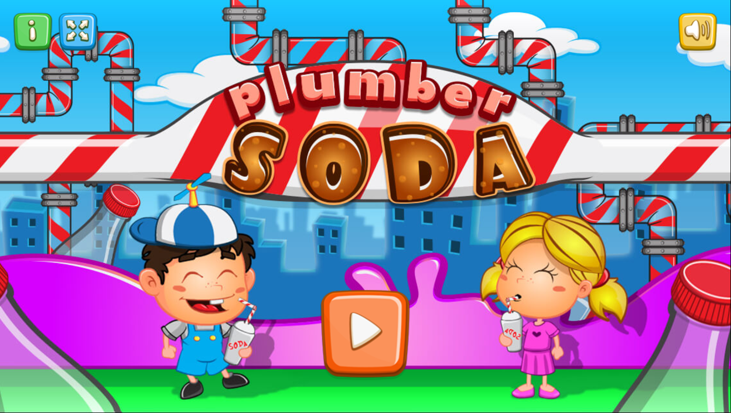 Plumber Soda Game Welcome Screen Screenshot.