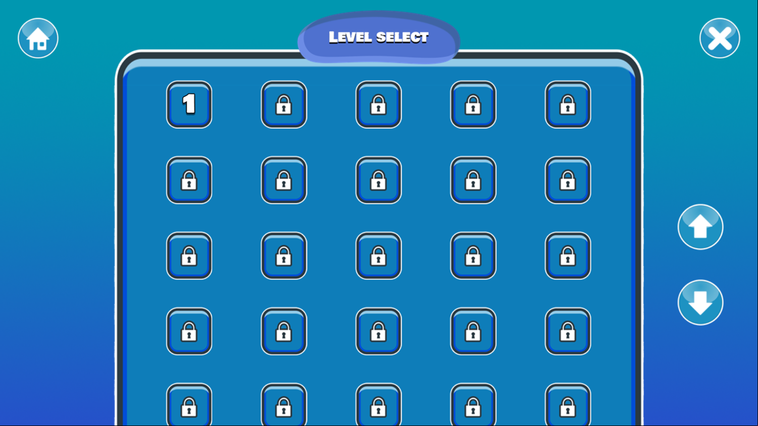 Pushing Blocks Game Level Select Screenshot.