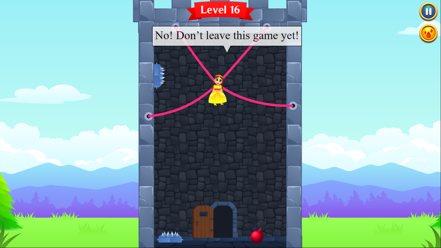 Princess Rescue Cut Rope Game Level Progress Screenshot.
